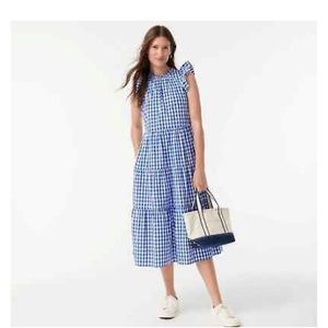 J crew blue gingham dress